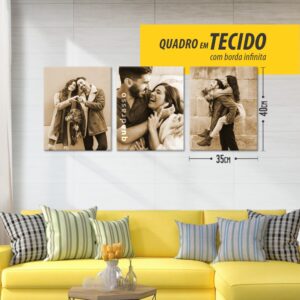 Kit 3 quadros 40x35 | Quadros decorativos personalizado com foto em tecido